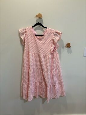 Kori Pink Gingham Tiered Ruffle Dress